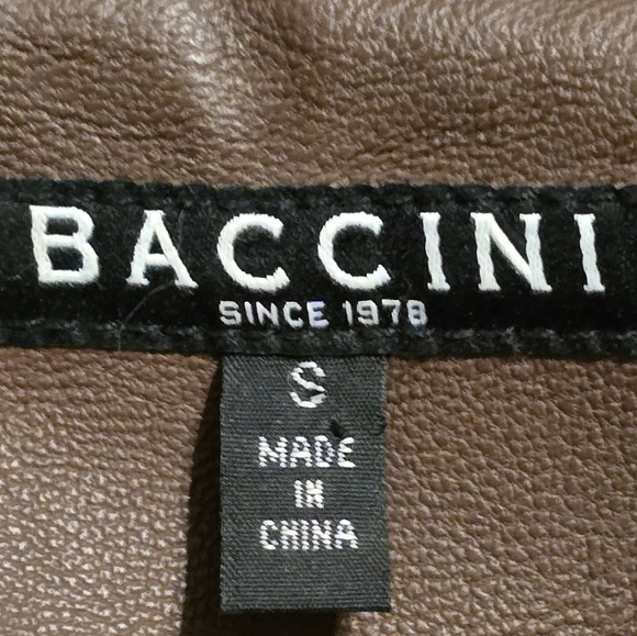 Baccini long faux leather jacket Nwot sz S.   M83T - Picture 5 of 6